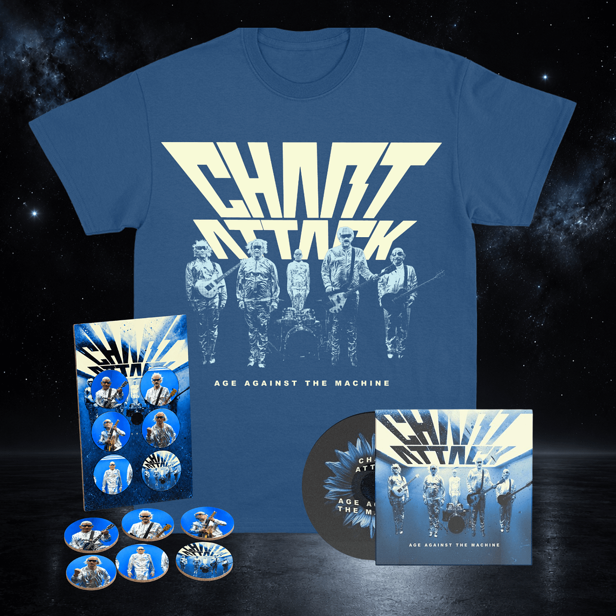 Age Against the Machine CD bundle with AGE shirt and POGS