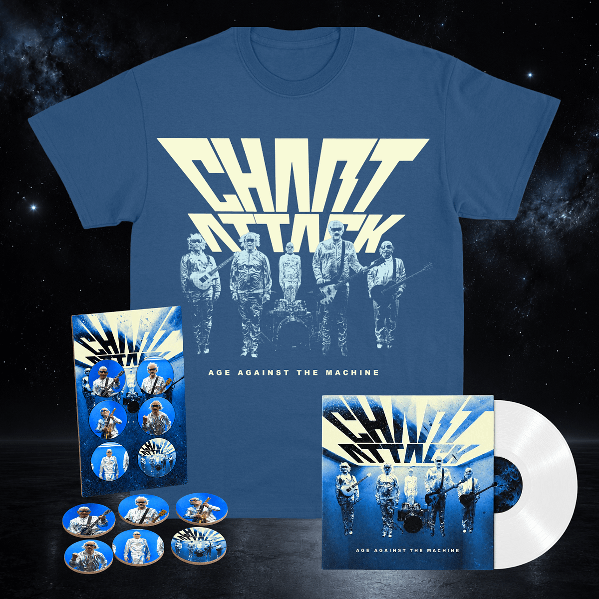 Silver Fox vinyl bundle with AGE shirt and POGS